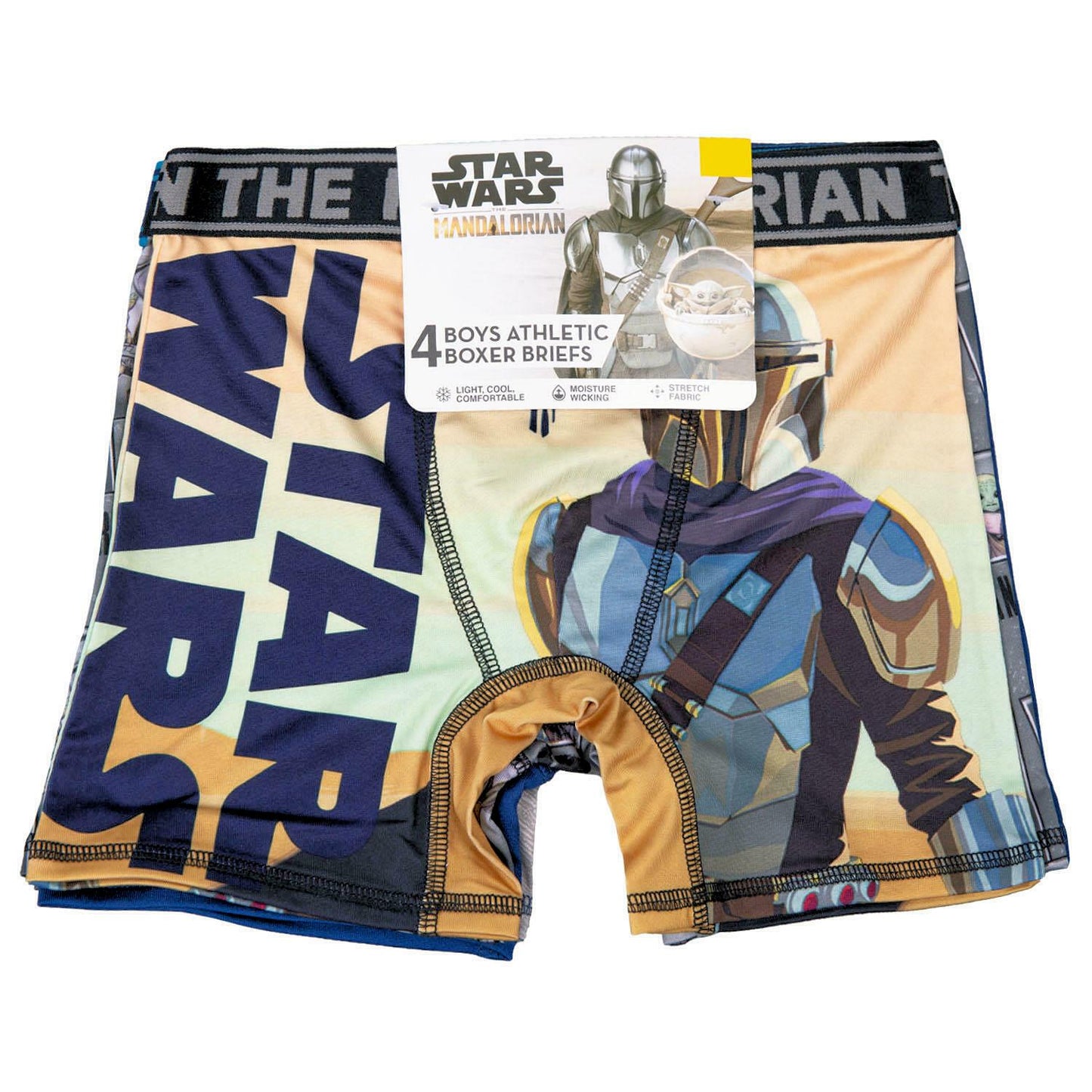 Licensed Star Wars Mandalorian Boy's Athletic Boxer Briefs, 4-Pack Size S/4