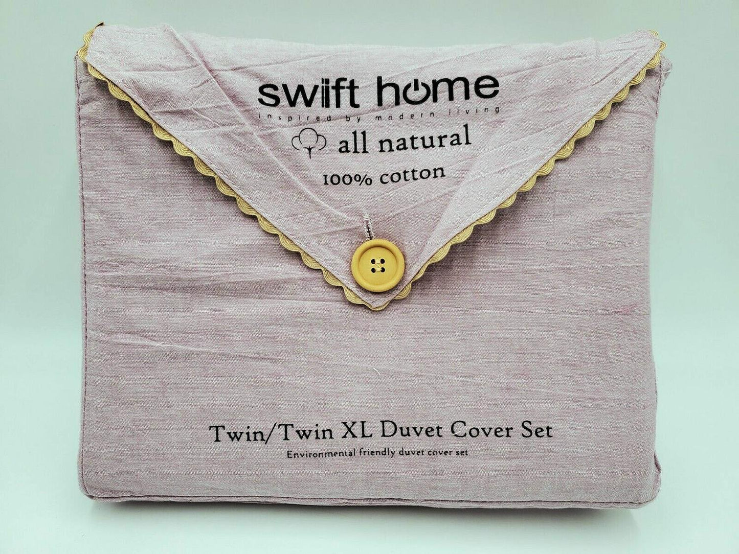 Swift Home Pre-Washed Cotton Chambray Duvet Cover and Sham Bedding Set Dusty Lavender Twin Twin XL