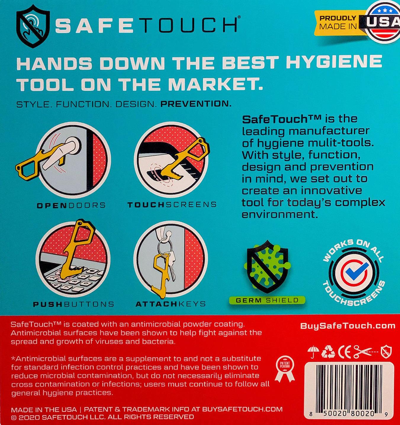 SafeTouch Hygiene Multi-Tool, Works on Touch Screen, Made in USA (2 Pack)