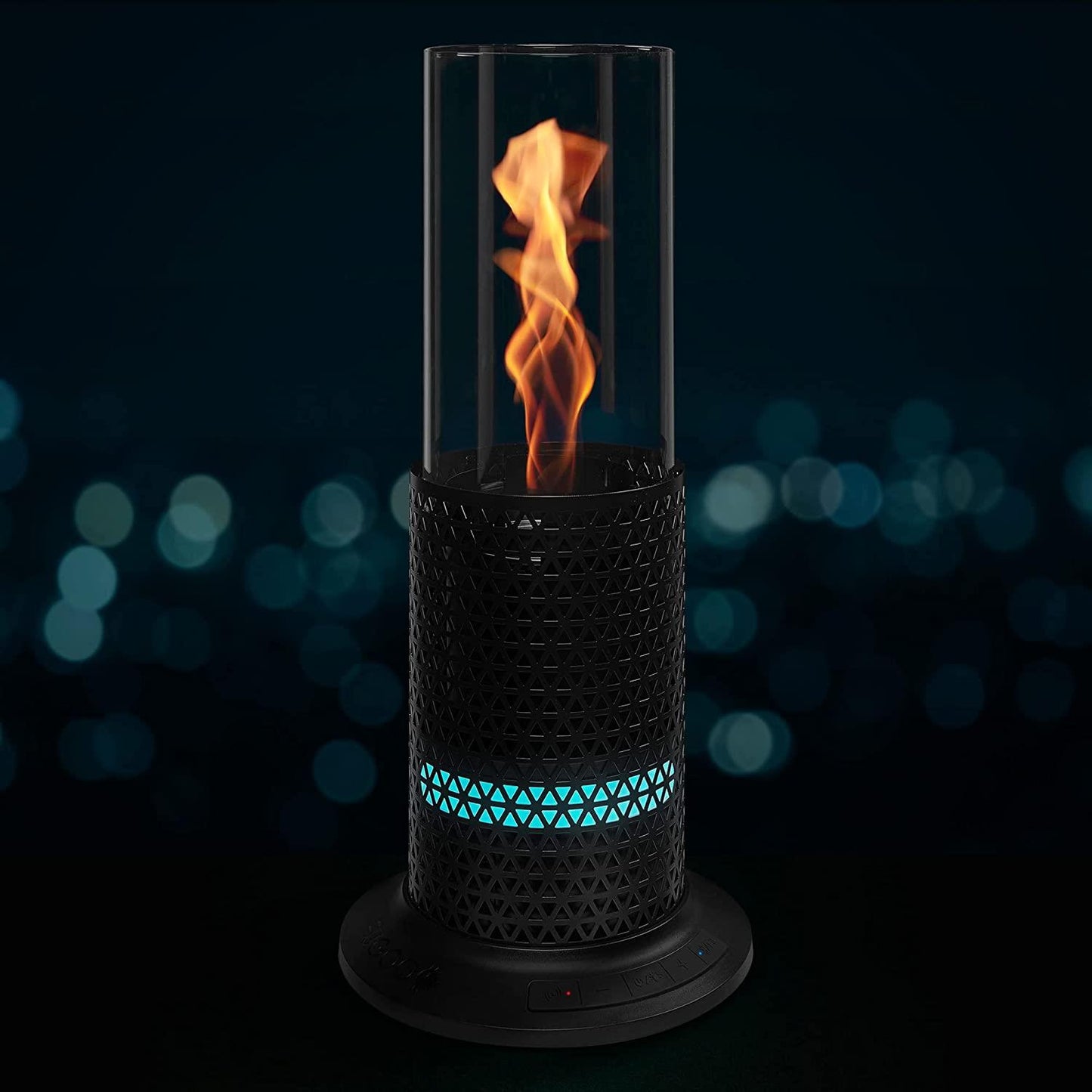 FUGOO Inferno - Portable Bluetooth Speaker & Glass Top Lantern w/Real Flame Lighting - Water-Resistant Outdoor/Indoor Use / 360 Sound