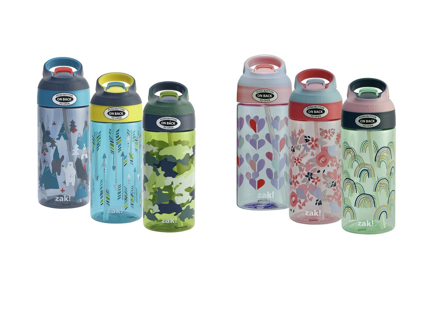 Zak Designs 17.5-oz. Tritan Water Bottle 3-Pack with One-Touch Lid Choose Style