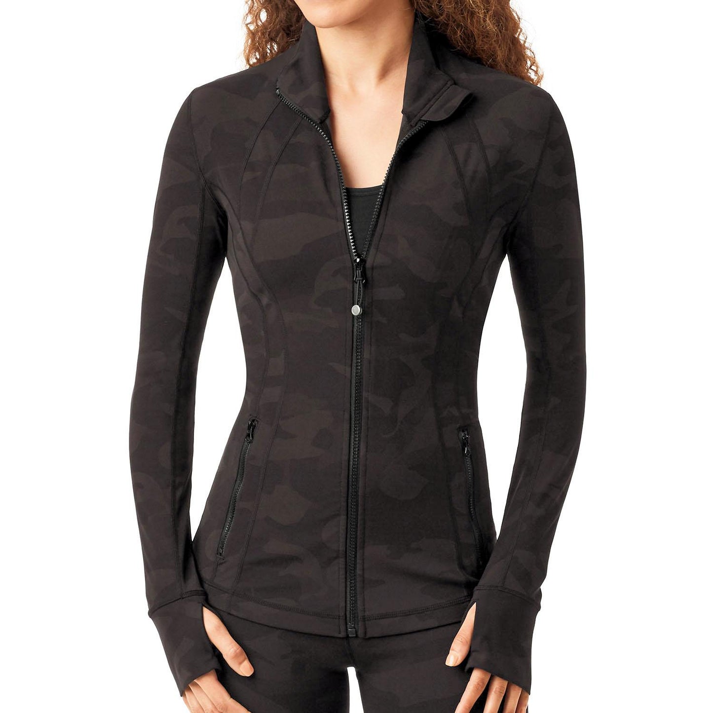 Zen Zip Up Semi Fitted Printed Active Jacket with Thumbhole